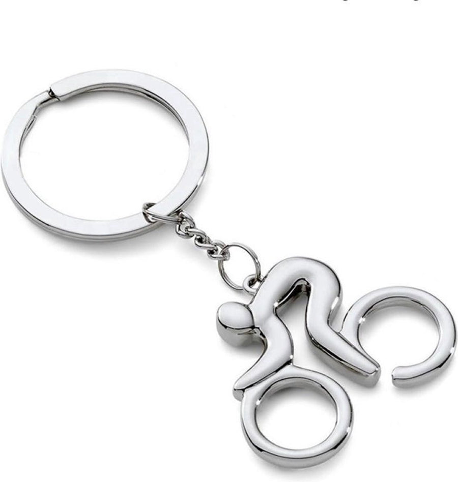 Cyclist Keychain | Key Holder | Road Bike Keychain | Cycling Keychain | Stainless Steel | Silver