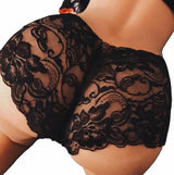 Set of 2 Sexy Lace Panties with Floral Pattern | 1 x Black & 1 x White | Erotic Underwear | Sexy Thong | Size L - Front View