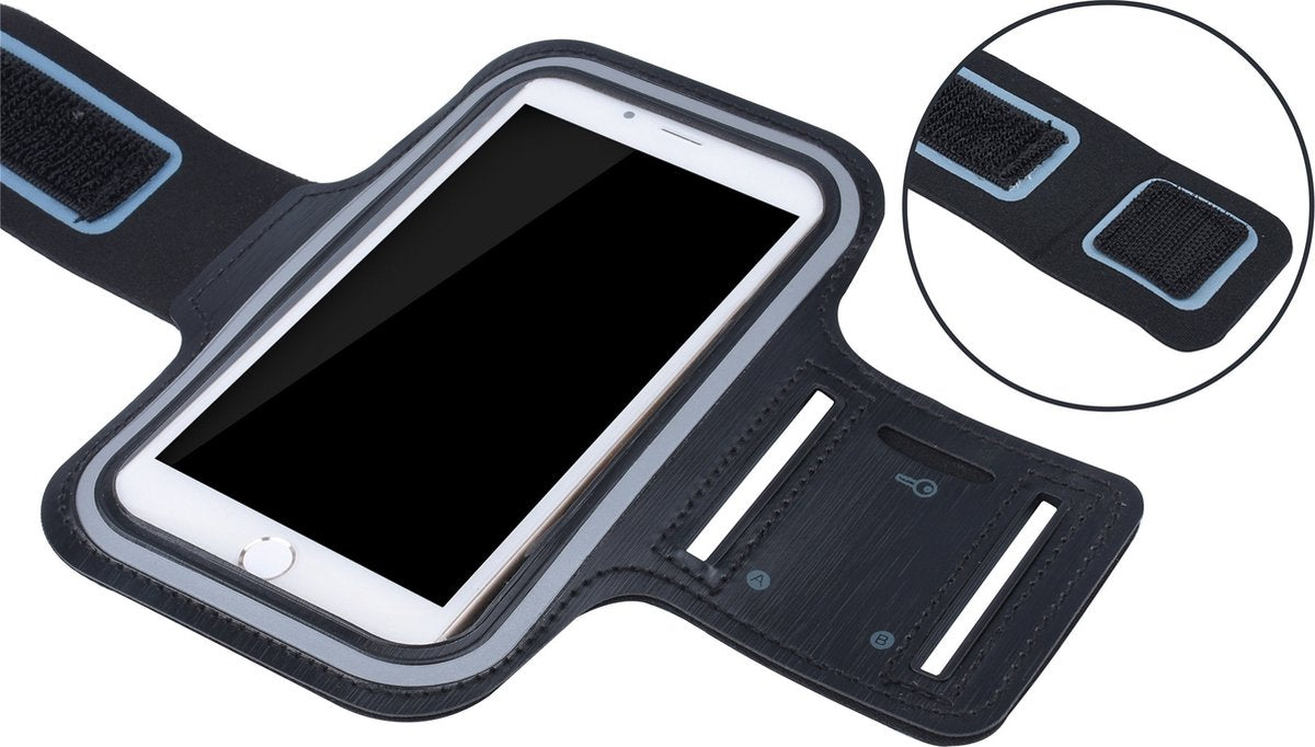 Sports armband XL suitable for screens up to 6.5 inches, among others, for iPhone 6/6s/7/8, Samsung S7/S8/S9, Huawei P10 - Black