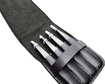 Eyebrow Plucking Tweezers Set | 4-Piece | Tweezers | With Luxury Storage Case | Black