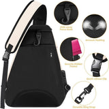 Tennis Sling Backpack - Crossbody Sports Bag - Waterproof Racket Storage - Suitable for Pickleball & Badminton - Unisex Lightweight Design - Pink - Front View