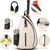 Tennis Sling Backpack - Crossbody Sports Bag - Waterproof Racket Storage - Suitable for Pickleball & Badminton - Unisex Lightweight Design - Pink - Side View