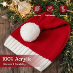 Knitted Santa hat - Washable and colorfast - Soft, warm, long - Decorative Santa hat