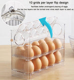 Egg carton - Suitable for 30 eggs - Egg storage box specifically for the refrigerator - Three-layer transparent acrylic egg storage box - Large capacity egg storage box for the countertop - Egg dispenser - Egg rack - 26*10*20 cm - Transparent
