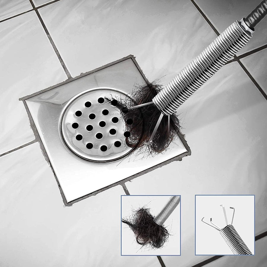 Sink plunger - Flexible drain cleaner - Gripper with 4 claws - For kitchen sink and bath - Retractable poles (160 cm)