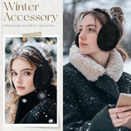Warm earmuffs - Foldable, cute plush earmuffs - Soft and skin-friendly - Stylish and versatile - Protect your ears from the cold - black
