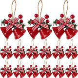 18 pieces red Christmas bell ornaments - hanging tree ornaments metal bell hangers - Christmas holiday decoration
