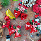 18 pieces red Christmas bell ornaments - hanging tree ornaments metal bell hangers - Christmas holiday decoration - Top-Down View