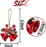 18 pieces red Christmas bell ornaments - hanging tree ornaments metal bell hangers - Christmas holiday decoration
