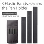 Adjustable pen holder - Velcro, 3 elastic bands - For hardcover diaries & planners