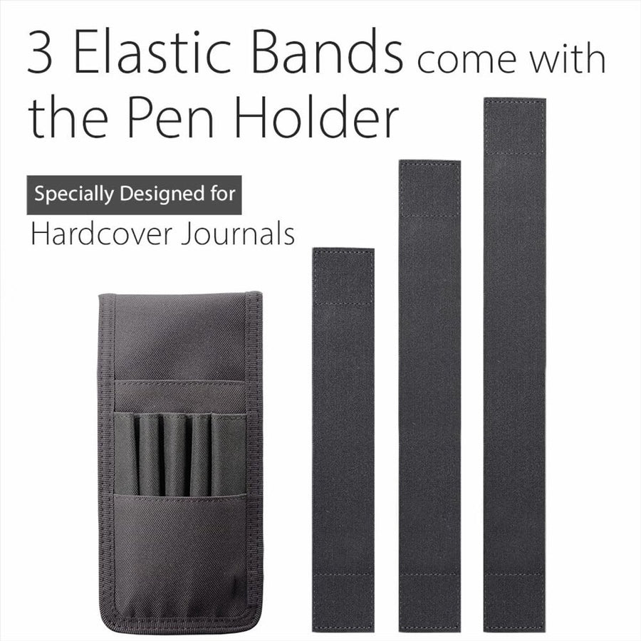 Adjustable pen holder - Velcro, 3 elastic bands - For hardcover diaries & planners