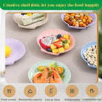 shell-shaped dessert plates - reusable 15 cm plastic plates - for appetizers, wedding cakes, and salads - ideal for travel, picnics, and parties (pink)