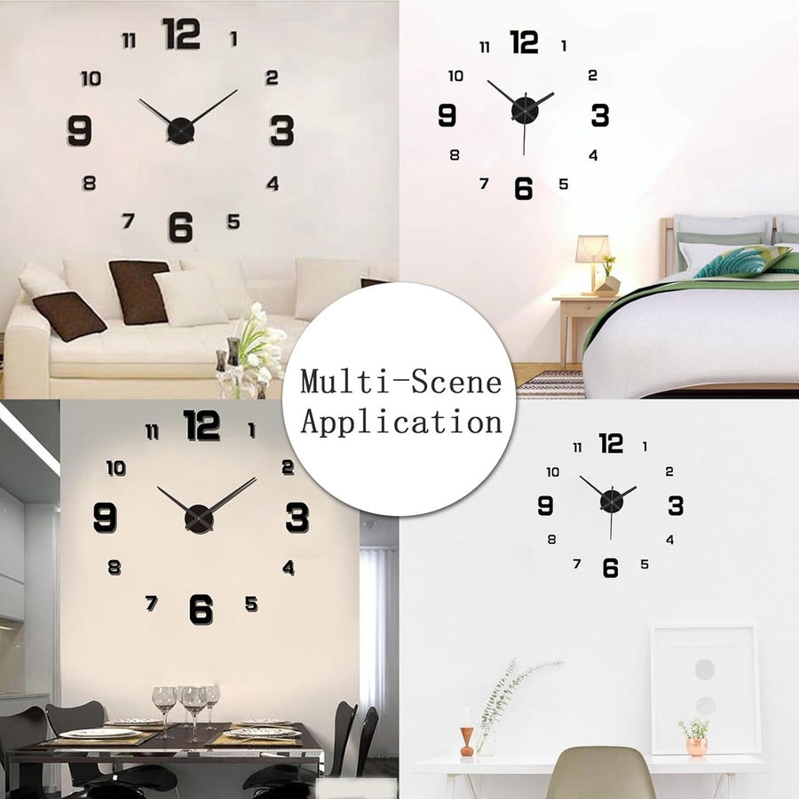 Frameless Wall Clock - Modern 3D DIY - Large Display for Clear Reading - Easy to Stick - Modern Living Room Decor