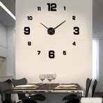 Frameless Wall Clock - Modern 3D DIY - Large Display for Clear Reading - Easy to Stick - Modern Living Room Decor