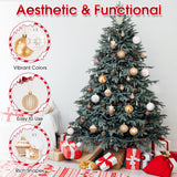 42 Christmas Tree Ornaments - Unbreakable Baubles - Various Styles for Christmas Tree Ornaments - Indoor Christmas Decorations for Home and Parties - Gold and White