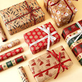 5 Roll Christmas Wrapping Paper - Christmas Wrapping Paper Rolls - Christmas Paper Wrapping Paper For Christmas - 17 inch x 50 Feet Mini Kraft Sheet Set - Christmas Gift Wrapping Paper Small, Merry Christmas Gifts Decoration - 45-Degree Angle