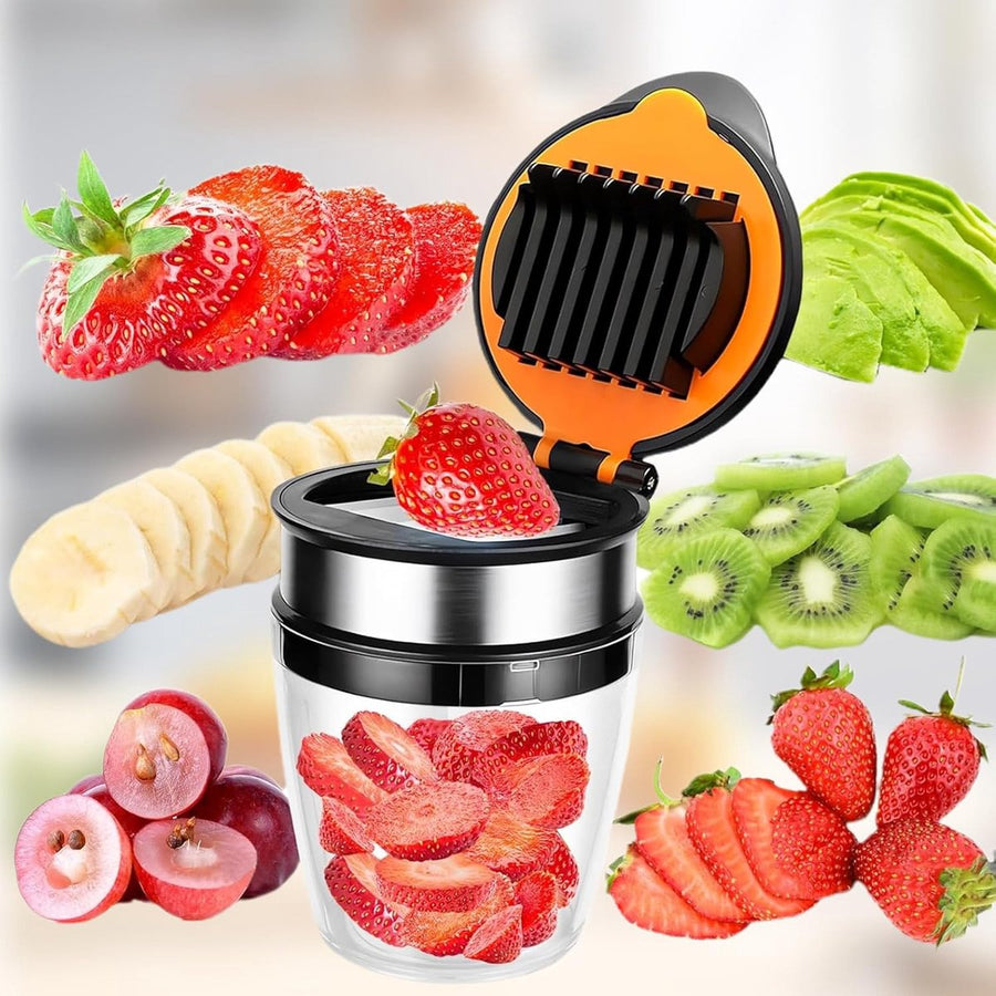 Fruit Slicer - Egg Slicer - Stainless Steel - Suitable for soft fruit - With non-slip base - Quickly make fruit and vegetable salads.
