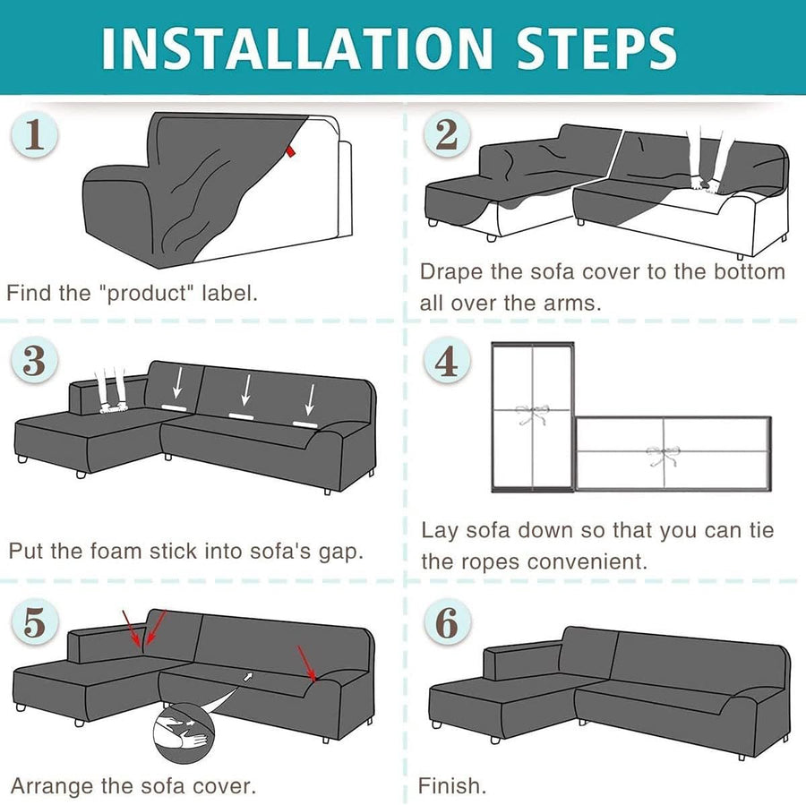 Waterproof sofa cover - Light grey jacquard leaf pattern - For 4-seater sofas (235-300 cm)