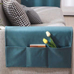 Sofa Armrest Storage - 5 Compartments - Reinforced Tech Fabric - Remote Control Holder - White (70*110CM)