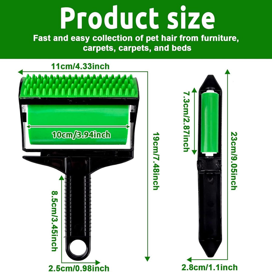 Pet hair remover - 3-in-1 lint roller - Reusable, silicone, washable - Suitable for sofas, carpets, couches, and clothing.