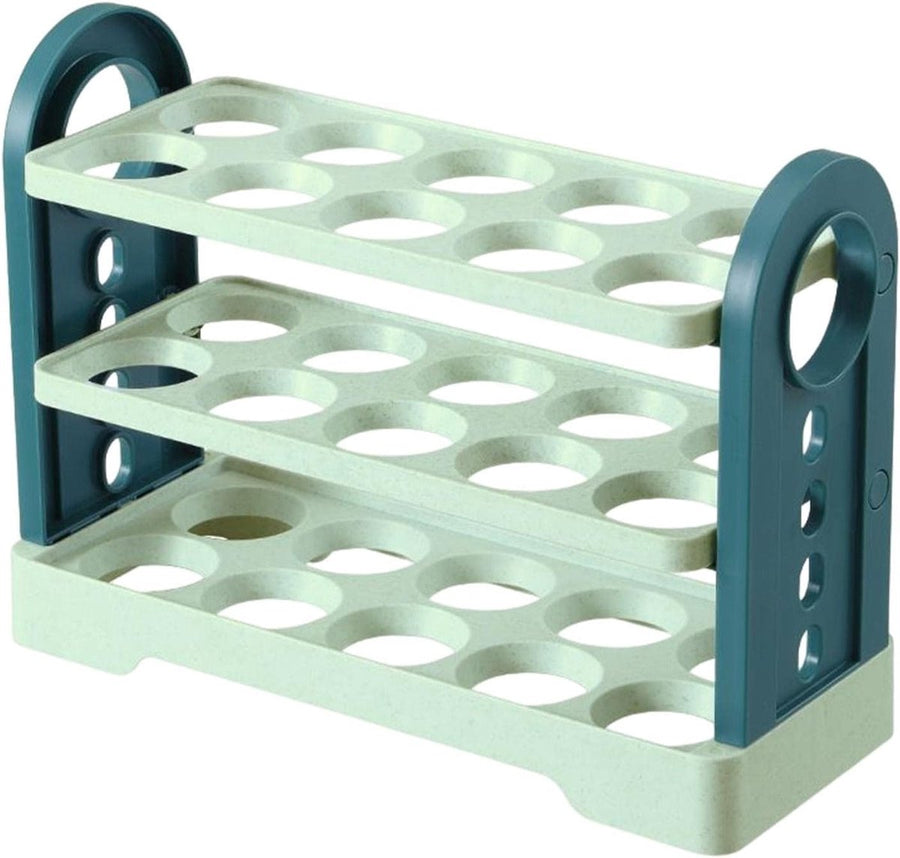 Egg Basket 30 Compartments 3 Layers - Dark Blue Flip-Down - With Handle for Refrigerator