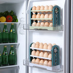 Egg Basket 30 Compartments 3 Layers - Dark Blue Flip-Down - With Handle for Refrigerator