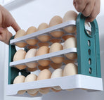 Egg Basket 30 Compartments 3 Layers - Dark Blue Flip-Down - With Handle for Refrigerator