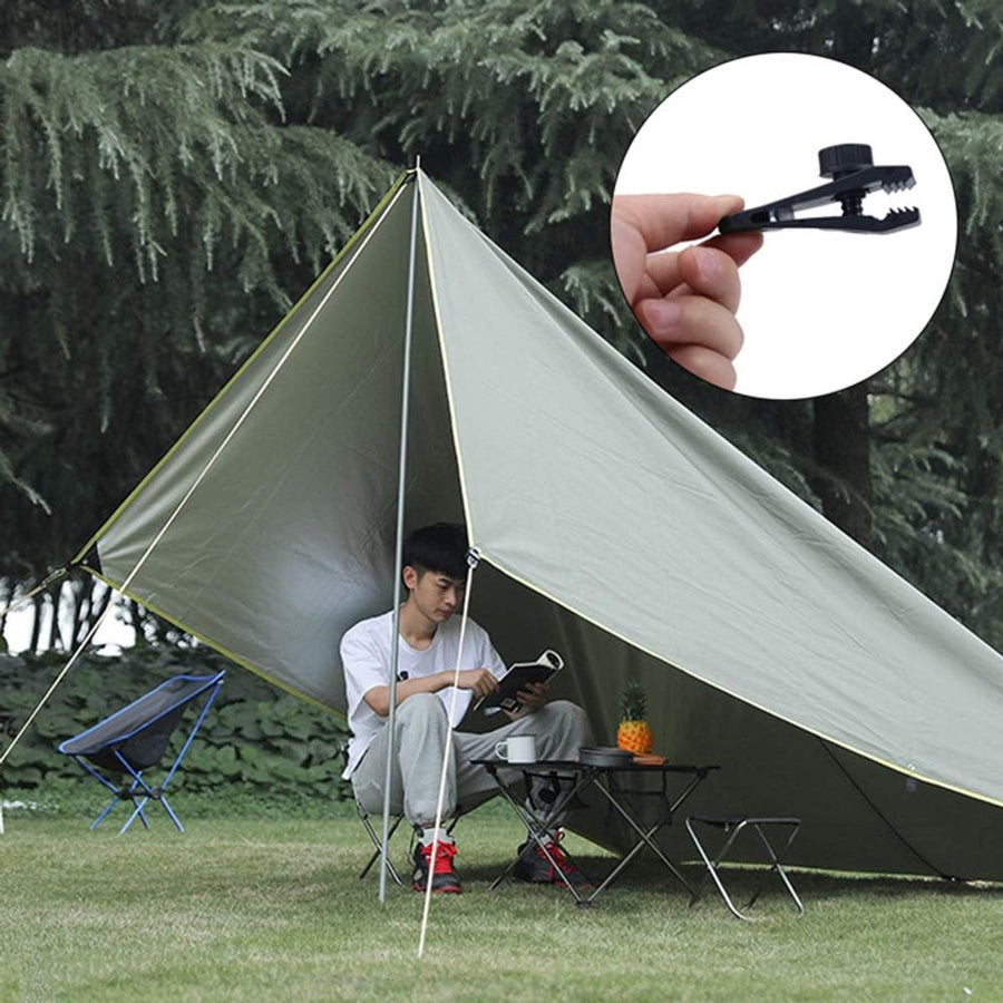 Tarp Clips & Bungee Cords 10-piece – Heavy Duty, for tents/banners (black)
