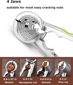 Nutcracker - with non-slip silicone handle - suitable for walnuts, almonds, hazelnuts, and pistachios