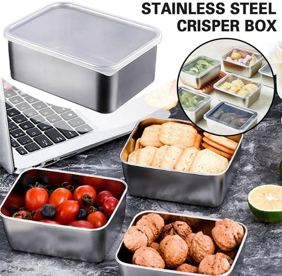 6 Food Containers with Lids - Reusable, Stackable, Waterproof - Stainless Steel - Suitable for Oven, Refrigerator, and Dishwasher - 13.5*10.5*6 cm (500 ml)