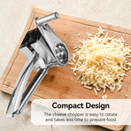 Rotary cheese grater - Stainless steel cheese cutter - Slicer - Grater - With 3 roller blades - Handy design - Suitable for kitchens