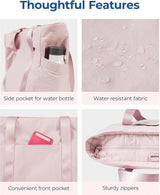 Women's Handbags - Women's Shopper Bag with Zipper - Large Shoulder Bag / Women's Handbag - School Bag - Shoulder Bag - Laptop Bag - Women's Bag - Handbag - Shopper - Weekend Bag - Shopping Bag - Beach Bag - Yoga / Fitness / Travel - Pink - Side View