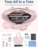 Women's Handbags - Women's Shopper Bag with Zipper - Large Shoulder Bag / Women's Handbag - School Bag - Shoulder Bag - Laptop Bag - Women's Bag - Handbag - Shopper - Weekend Bag - Shopping Bag - Beach Bag - Yoga / Fitness / Travel - Pink