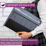 Project Folder - A4 - Foldable File Folder with Tabs - 13 Compartments - Storage Folder/Sorting Folder - Compartment Folder - Durable Plastic Document Folder - Writing Folder with Zipper - Conference Folder - Work Folder - Document Folder - Black - Portab