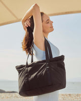 Women's Handbags - Women's Shopper Bag with Zipper - Large Shoulder Bag / Women's Handbag - School Bag - Shoulder Bag - Laptop Bag - Women's Bag - Handbag - Shopper - Weekend Bag - Shopping Bag - Beach Bag - Yoga / Fitness / Travel - Black - Side View