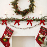 24 Piece Velvet Christmas Bows - Glitter - Christmas Decoration Bows - Christmas Ornaments - Christmas Tree Decoration - Christmas Bows - Christmas Atmosphere - Christmas - 3.5 x 3.5 inches - For Christmas Party, Christmas Tree, Indoors, Crafts - Red - Front View