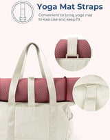 Women's Handbags - Women's Shopper Bag with Zipper - Large Shoulder Bag / Women's Handbag - School Bag - Shoulder Bag - Laptop Bag - Women's Bag - Handbag - Shopper - Weekend Bag - Shopping Bag - Beach Bag - Yoga / Fitness / Travel - Beige