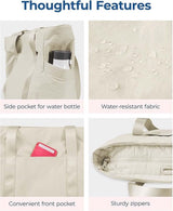 Women's Handbags - Women's Shopper Bag with Zipper - Large Shoulder Bag / Women's Handbag - School Bag - Shoulder Bag - Laptop Bag - Women's Bag - Handbag - Shopper - Weekend Bag - Shopping Bag - Beach Bag - Yoga / Fitness / Travel - Beige - 45-Degree Angle