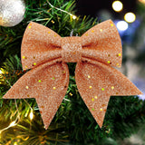 10 Gold Christmas Bows - 12 x 15 cm - Glitter - Christmas Decoration Bows - Christmas Ornaments - Christmas Tree Decoration - Christmas Bows - Christmas Atmosphere - Christmas - For Christmas Party, Christmas Tree, Indoors, Crafts