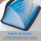 Project Folder - A4 - Foldable File Folder with Tabs - 13 Compartments - Storage Folder/Sorting Folder - Compartment Folder - Durable Plastic Document Folder - Writing Folder with Zipper - Conference Folder - Work Folder - Document Folder - Blue - Portabl