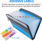 Project Folder - A4 - Foldable File Folder with Tabs - 13 Compartments - Storage Folder/Sorting Folder - Compartment Folder - Durable Plastic Document Folder - Writing Folder with Zipper - Conference Folder - Work Folder - Document Folder - Blue - Portabl