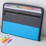 Project Folder - A4 - Foldable File Folder with Tabs - 13 Compartments - Storage Folder/Sorting Folder - Compartment Folder - Durable Plastic Document Folder - Writing Folder with Zipper - Conference Folder - Work Folder - Document Folder - Blue - Portabl