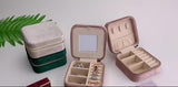 Mini Jewelry Box - Luxury Jewelry Box - With Mirror - Jewelry Box - Flannel - Jewelry Holder - Jewelry Storage Box - Bijouterie Box - Zipper - Travel - Traveling - Women/Girls - Green - Gift For Her - Soft Protection - Front View