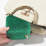 Mini Jewelry Box - Luxury Jewelry Box - With Mirror - Jewelry Box - Flannel - Jewelry Holder - Jewelry Storage Box - Bijouterie Box - Zipper - Travel - Traveling - Women/Girls - Green - Gift For Her - Soft Protection