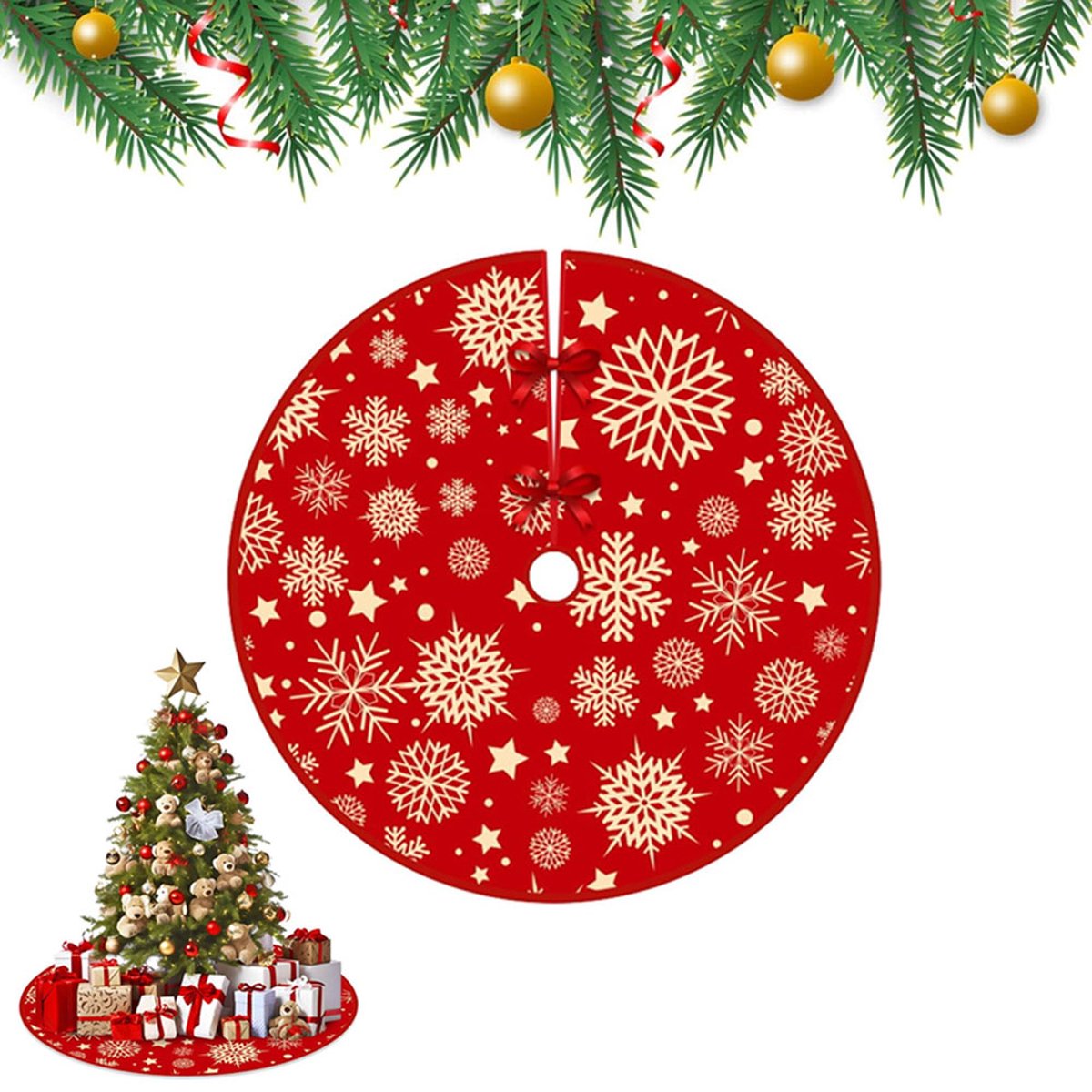 Christmas tree skirt - Christmas tree rug - Christmas rug - Tree blanket - Christmas tree rugs - 90 cm - Christmas tree decoration - Christmas tree rug for under the Christmas tree - Christmas - For Christmas decorations for the holidays