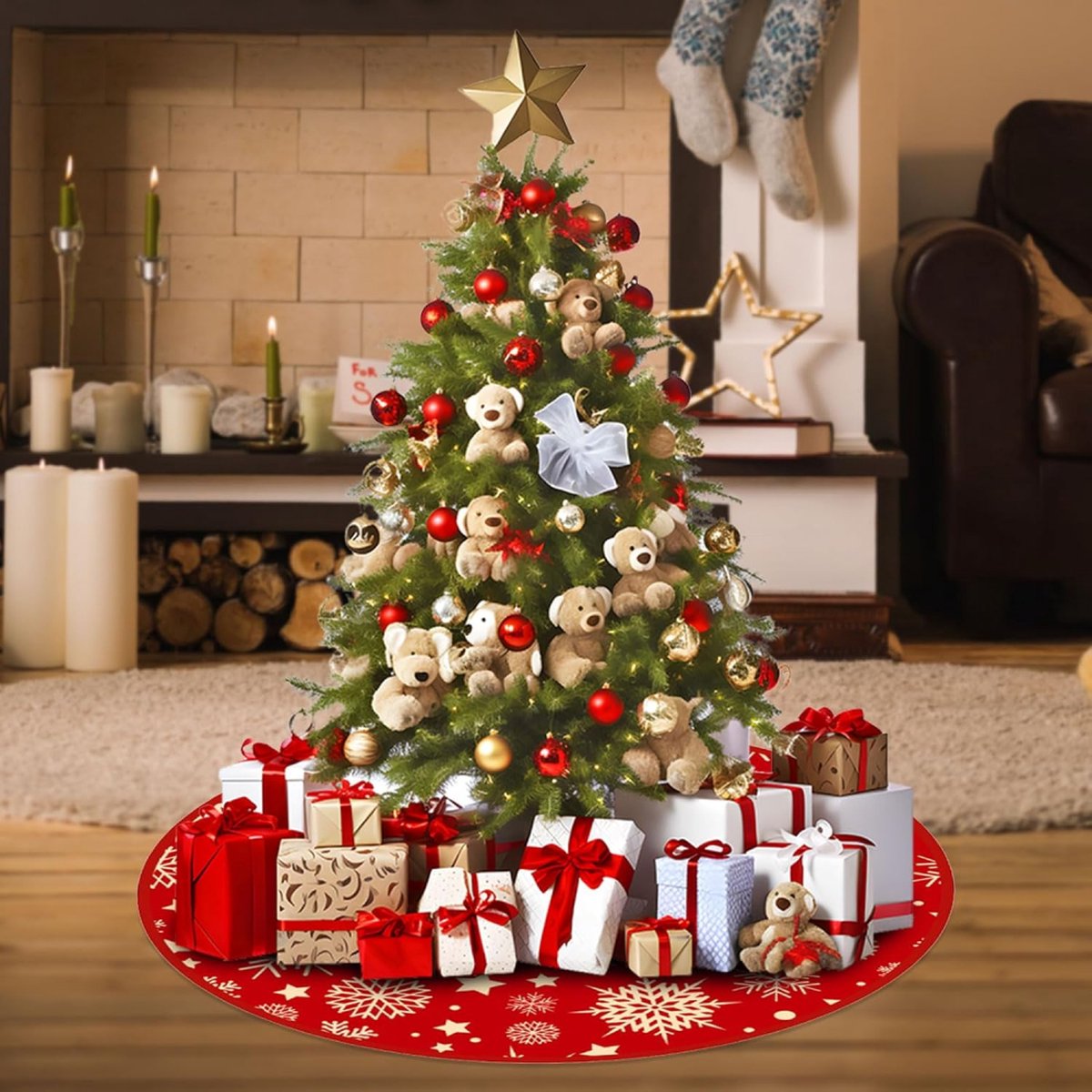 Christmas tree skirt - Christmas tree rug - Christmas rug - Tree blanket - Christmas tree rugs - 90 cm - Christmas tree decoration - Christmas tree rug for under the Christmas tree - Christmas - For Christmas decorations for the holidays