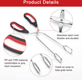 BBQ Tongs - Set of 2 - Barbecue Tongs - Meat Tongs - Grill Tongs - Kitchen Tongs - Meat Tweezers - Serving Tongs - Kitchen Tweezers - Scissor Tongs - Bread Tongs - Charcoal Tongs - Barbecue Accessory - Kitchen Utensils - Comfortable Grip - Durable - Dishw - Top-Down View
