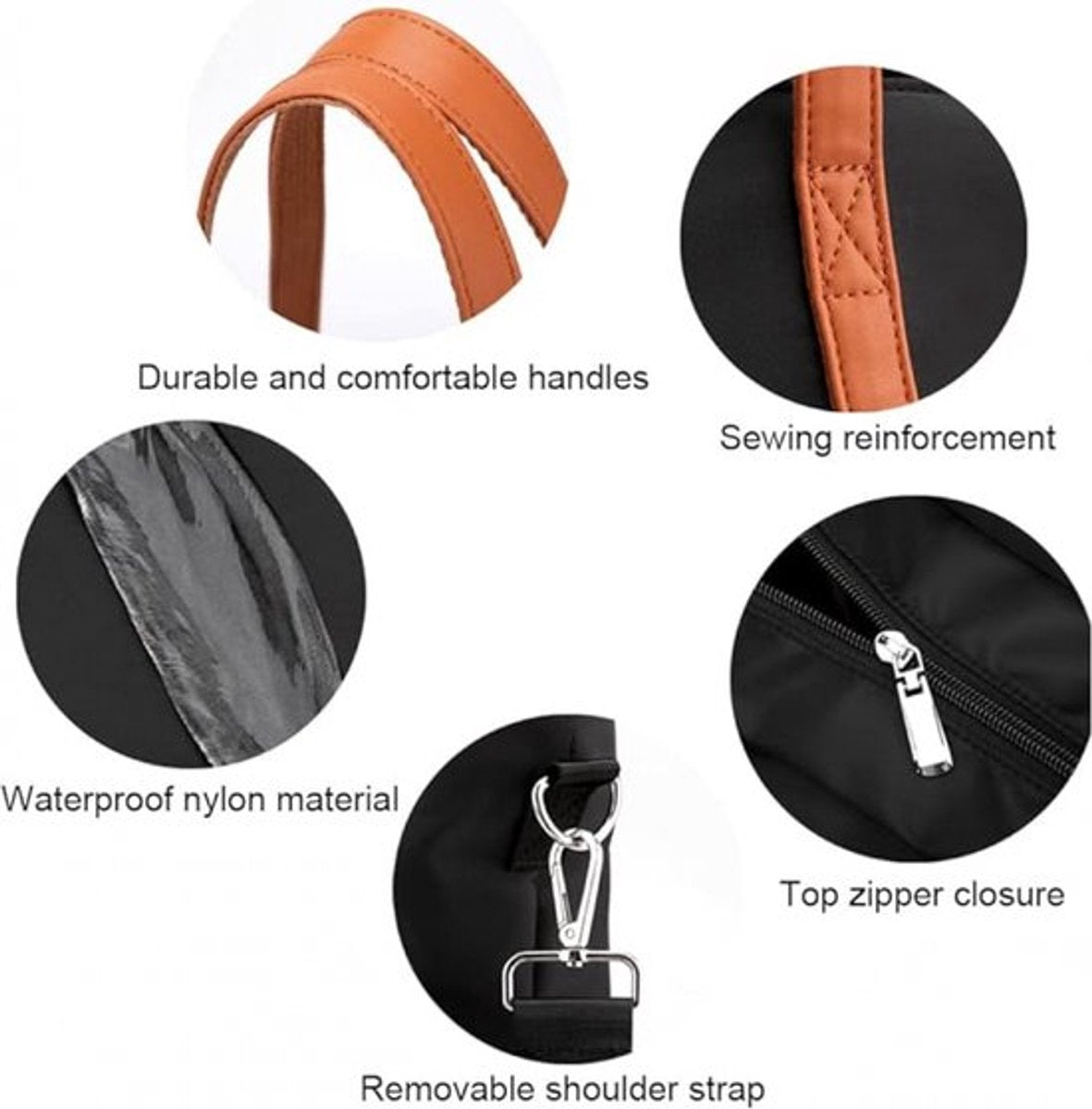 Women's Handbags - Women's Shopper Bag with Zipper - Shoulder Bag - School Bag - Handbag - Shopper - Grocery Bag - Laptop Bag - Weekend Bag - Beach Bag - Tote Bag - Work Bag - Detachable Shoulder Strap - Suitable for a 15.6 Inch Laptop - Gift - Black