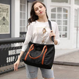 Women's Handbags - Women's Shopper Bag with Zipper - Shoulder Bag - School Bag - Handbag - Shopper - Grocery Bag - Laptop Bag - Weekend Bag - Beach Bag - Tote Bag - Work Bag - Detachable Shoulder Strap - Suitable for a 15.6 Inch Laptop - Gift - Black - Side View