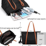 Women's Handbags - Women's Shopper Bag with Zipper - Shoulder Bag - School Bag - Handbag - Shopper - Grocery Bag - Laptop Bag - Weekend Bag - Beach Bag - Tote Bag - Work Bag - Detachable Shoulder Strap - Suitable for a 15.6 Inch Laptop - Gift - Black